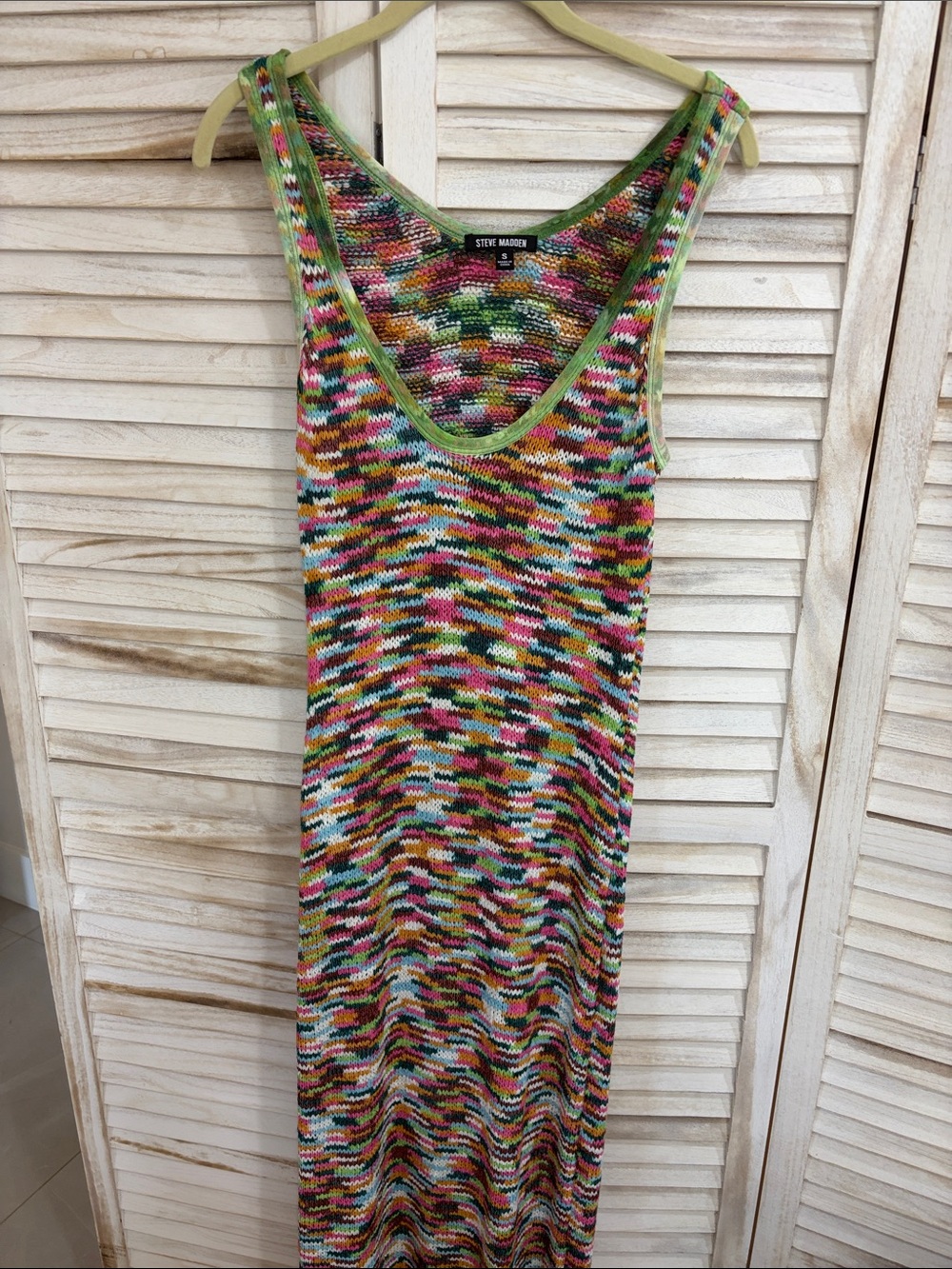 Steve Madden Multicolor Knit Tank Dress with Green Trim